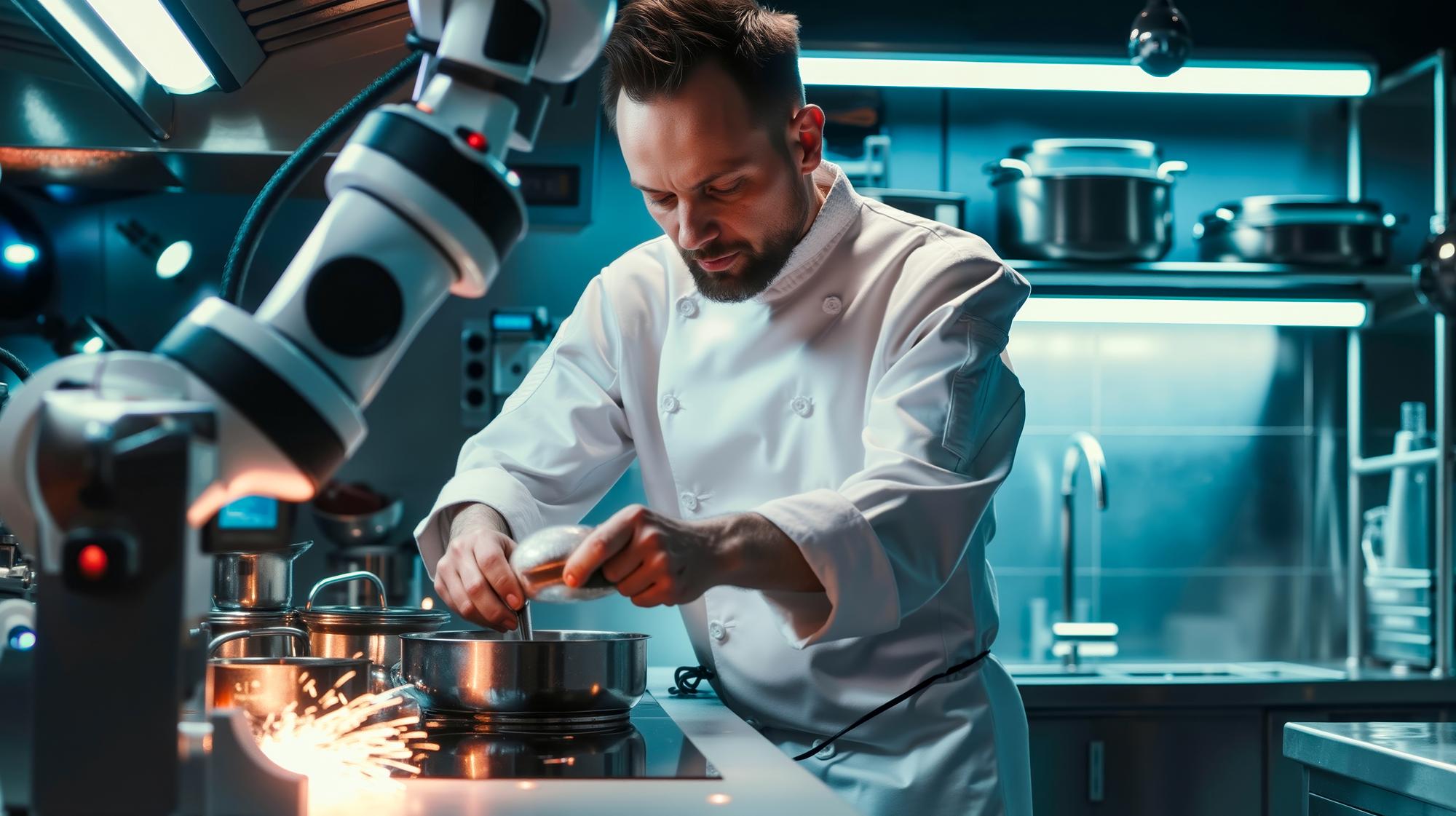 Chef working with modern kitchen equipment